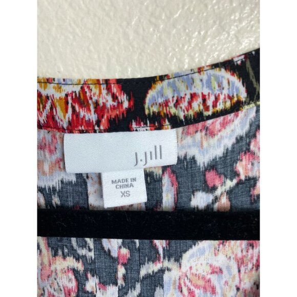 J. Jill Pleated Shift Floral Womens Size XS Black Multicolor whimsical Boho Pock - Picture 3 of 12